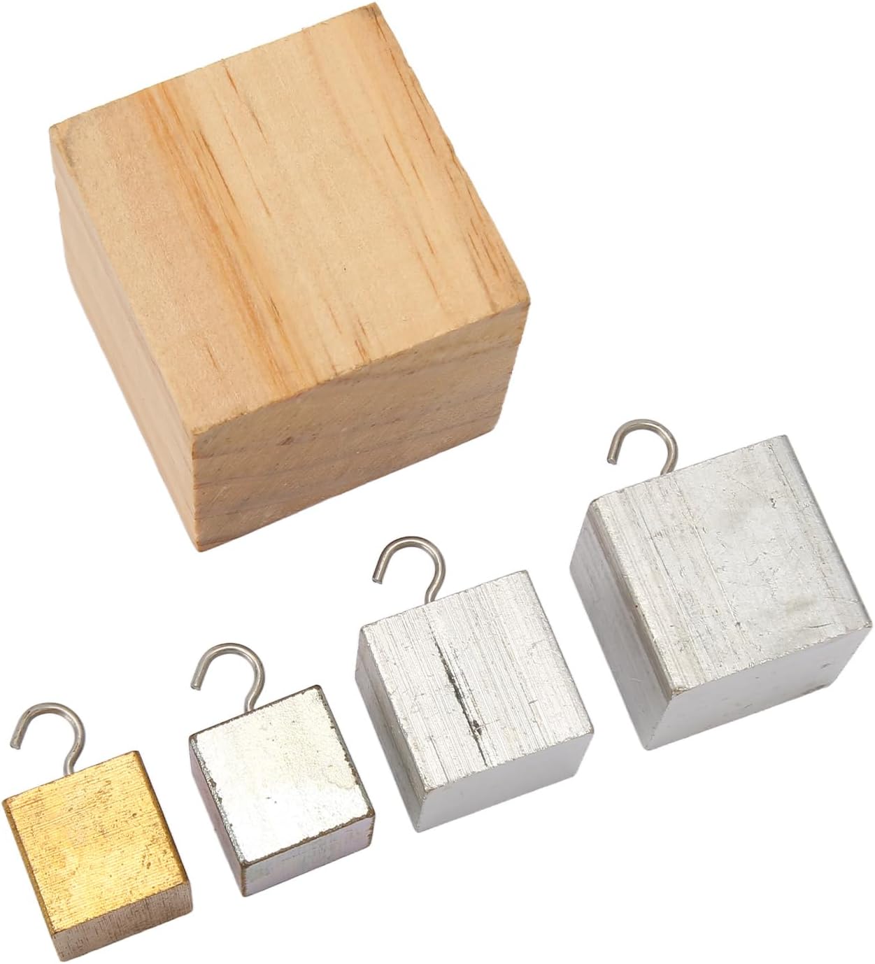 Aramox 5pc Density Cubes Set, Iron Copper Aluminum Wood, Science Education Lab Tools for Density and Specific Heat Exploration