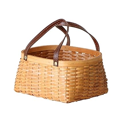 OLOMA Picnic Set, Woven Picnic Basket Food Sundry Container Fruit Bread Storage Basket Desktop Storage Box Handle Flower Basket