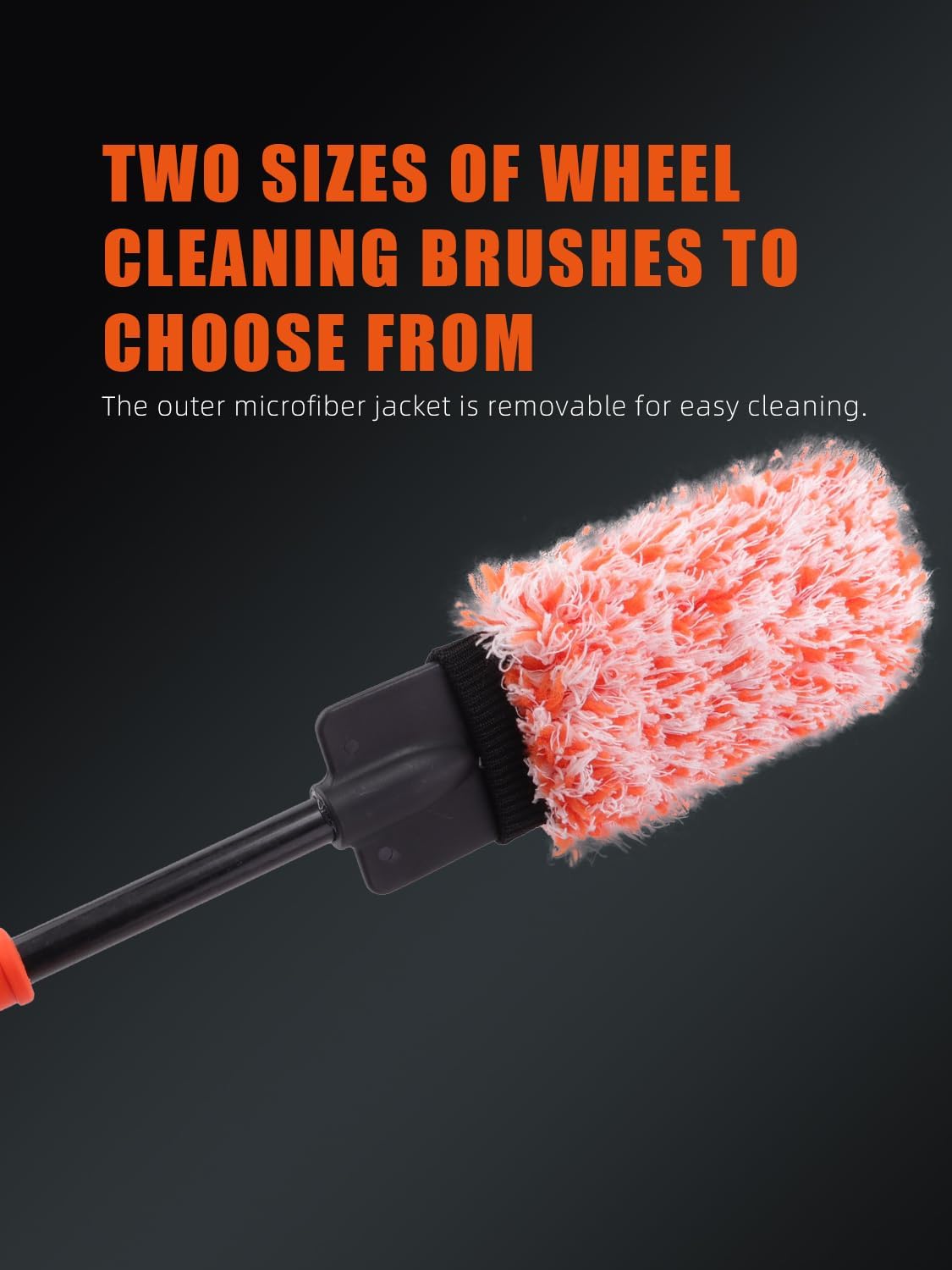 SPTA Car Wheel Brush Set, 2Pcs Microfibre Rim Brush with Extra 2 Large and 2 Small Interchangeable Microfiber Covers, Rim Cleaner Brush for Wheel Cleaning, Wheel Cleaning Brush for All Wheel Types image 5