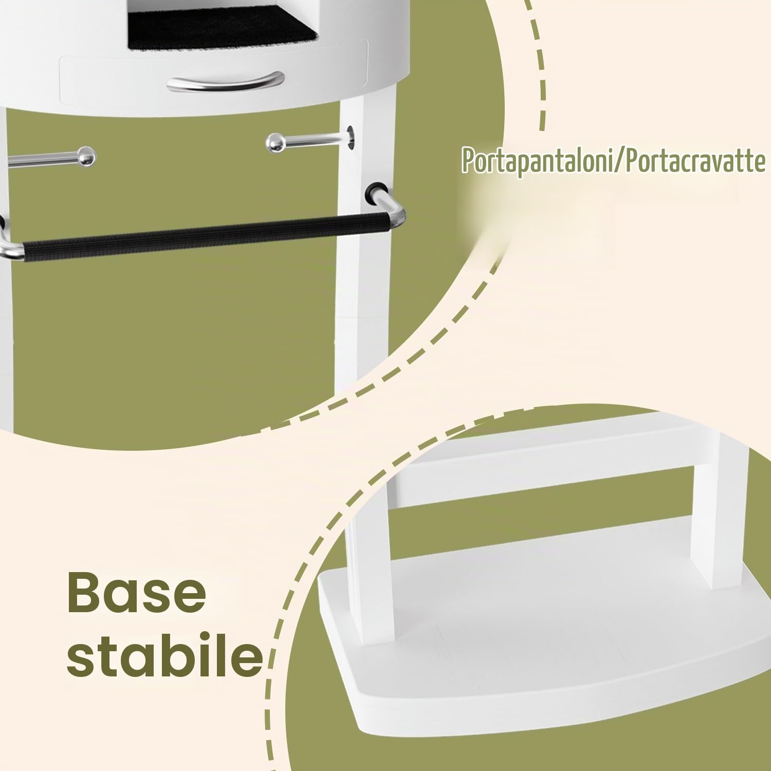 Servo Muto da Camera con Cassetto, Servomuto Moderno Multifunzionale, Servomuto da Terra in Legno Massello con Portapantaloni, per Camera da letto Soggiorno Ufficio, Marrone