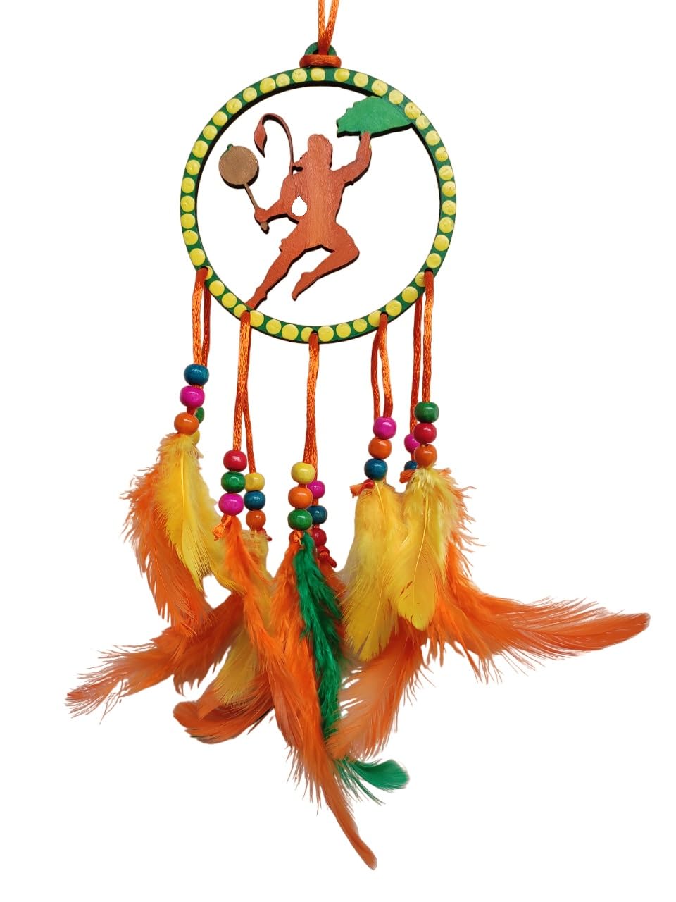 Varenyam Car Mirror Hanging Accessories, Handmade Dream Catcher for Car, Home, Gift, Wall Hanging, Wind Chime, Car Decoration Accessories, Handmade Home Décor Hangings for Positivity (Hanuman)
