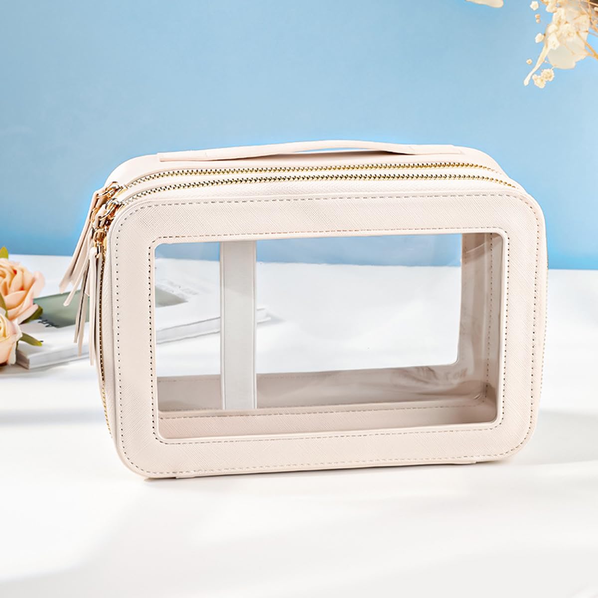 Grobo Przezroczysta kosmetyczka podróżna, 23,5×16×9 cm, zgodna z przepisami, organizer na kosmetyki dla kobiet, biała