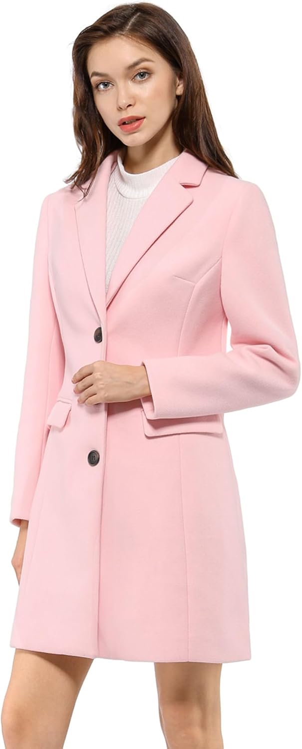 Chic Pink Longline Pea Coat for Women