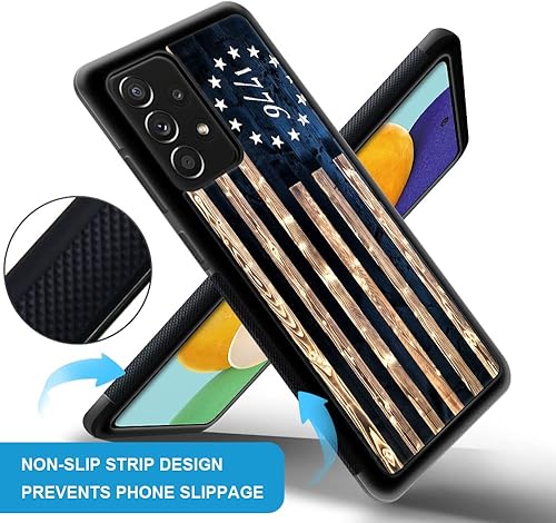 Miniatura 2 de DAIZAG Funda compatible con Samsung Galaxy A53 5G, 1776 bandera de Estados Unidos vintage de madera con bandera estadounidense para hombre y mujer,
