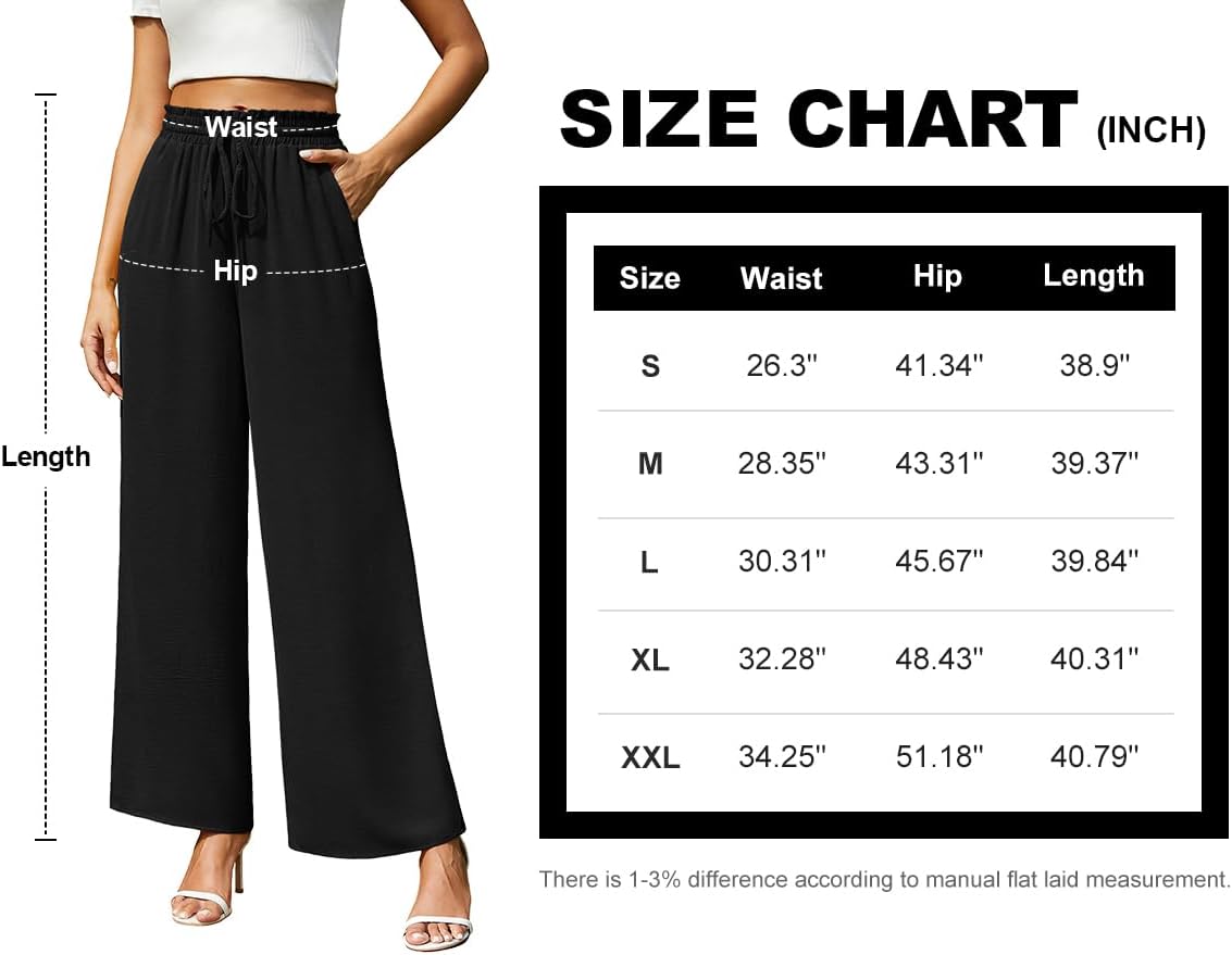 BEIGAI Women's Trousers, Wide, Loose, Straight Cut Palazzo Trousers, High Waist, Stretchy, Lounge, Elegant Trousers with Pockets - Image 7