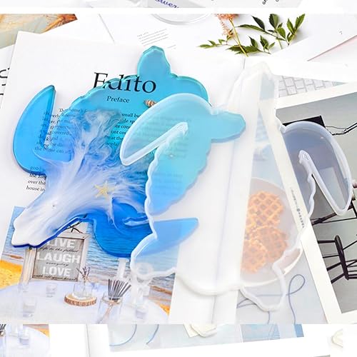 Miniatura 6 de VILLCASE 3 moldes de resina de animales marinos de silicona para tortugas marinas medusas pulpo, molde de fundición de resina epoxi, molde marino