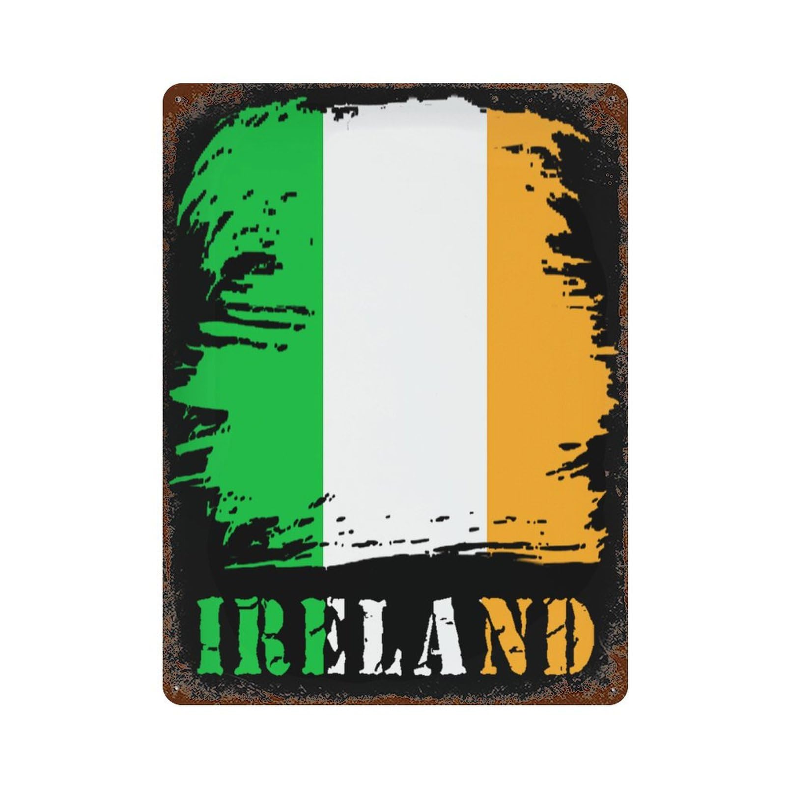 KWQDOZF Vintage Ireland Irish Flag Theme Metal Tin Sign,Vintage Iron Hanging Plate Vertical with Rust Poster Wall Decor 12x16inch