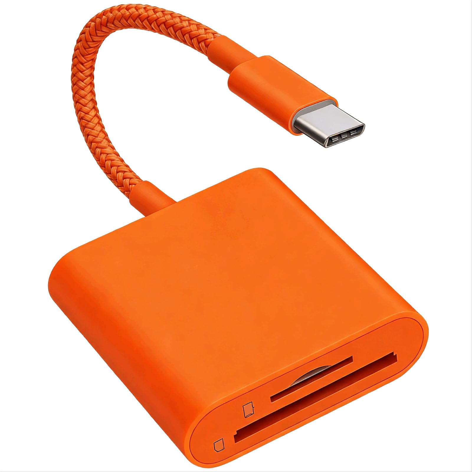 Photo 1 of [Apple MFi Certified] SD Card Reader for iPhone 15 16 17, Card Adapter with USB Type C Micro SD Memory Dual Slots for iPad/MacBook/Mac, Trail Camera Viewer Support SD/TF Card Plug and Play (Orange)