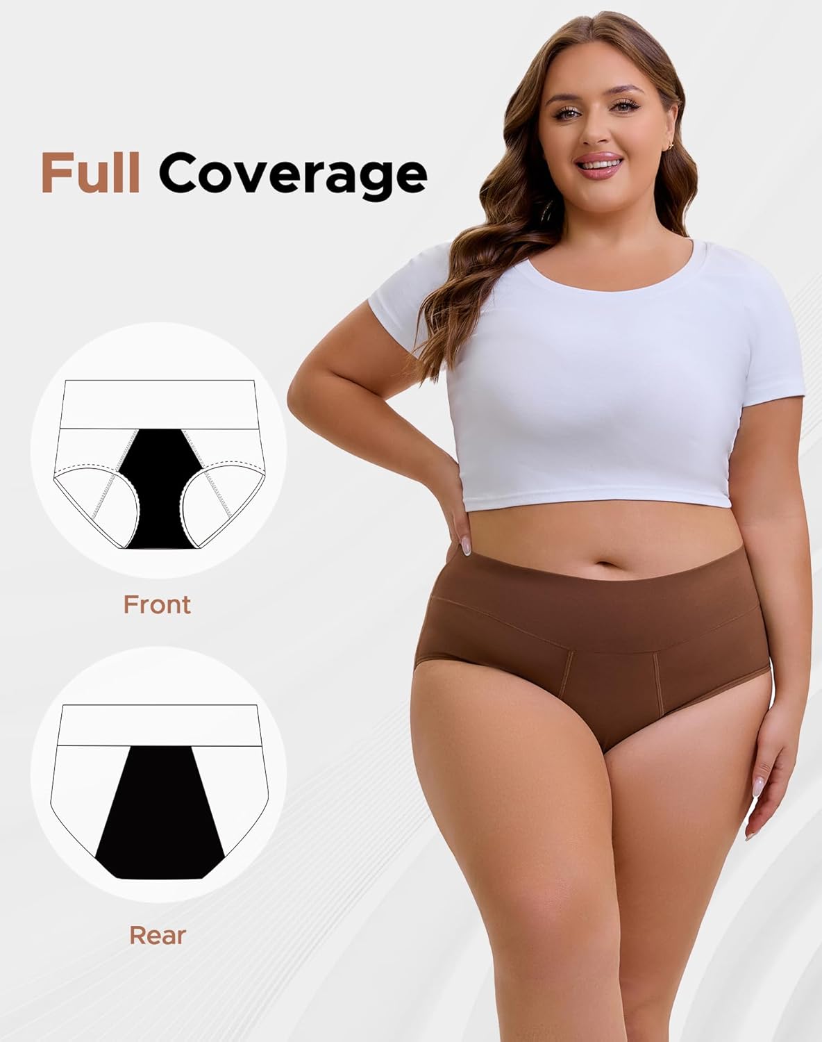 INNERSY Women's Period Underwear Plus Size Heavy Flow High Waisted Cotton Leak Proof Menstrual Panties 3-Pack - Image 9