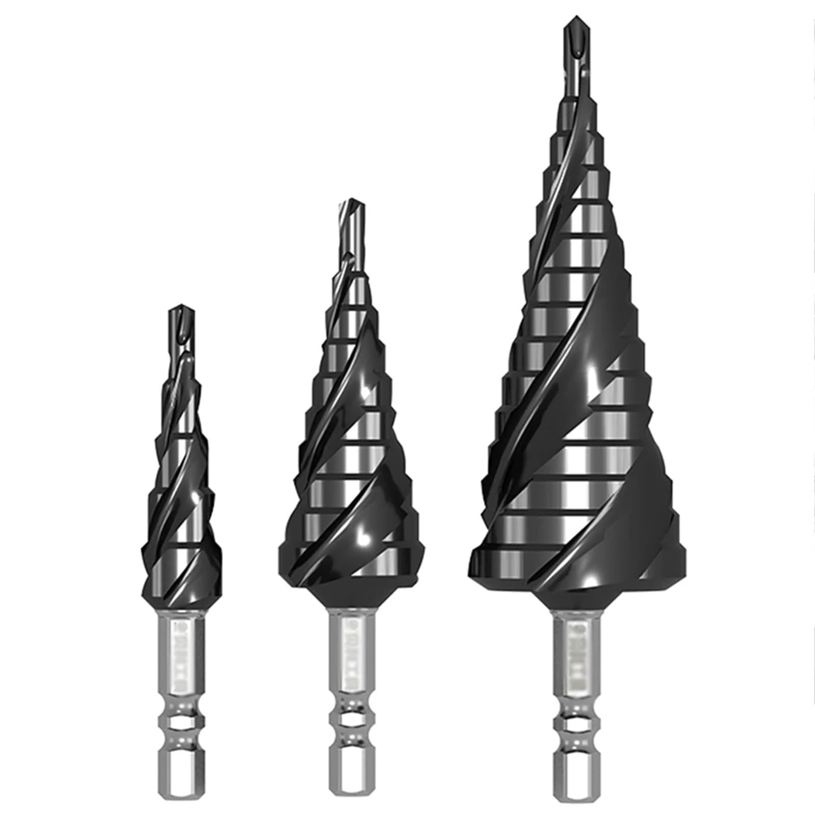 Broca Pagoda de cobalto de grado industrial, broca escariadora de acero inoxidable TiAlN, broca trapezoidal, broca escalonada, broca escalonada, escalones de ranura recta, 1 pieza(15 steps 4-32mm-01)