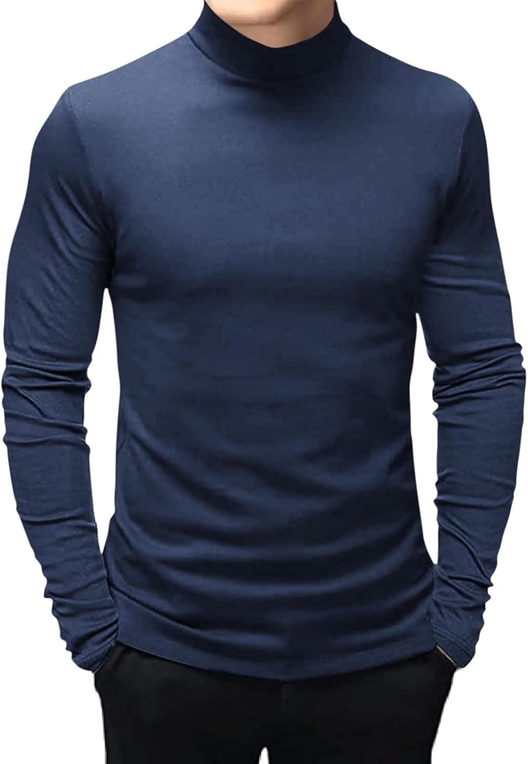 Mens T Shirt Short Sleeve Basic Mock Turtleneck Slim Fit Undershirt Pullover Thermal Solid Tops
