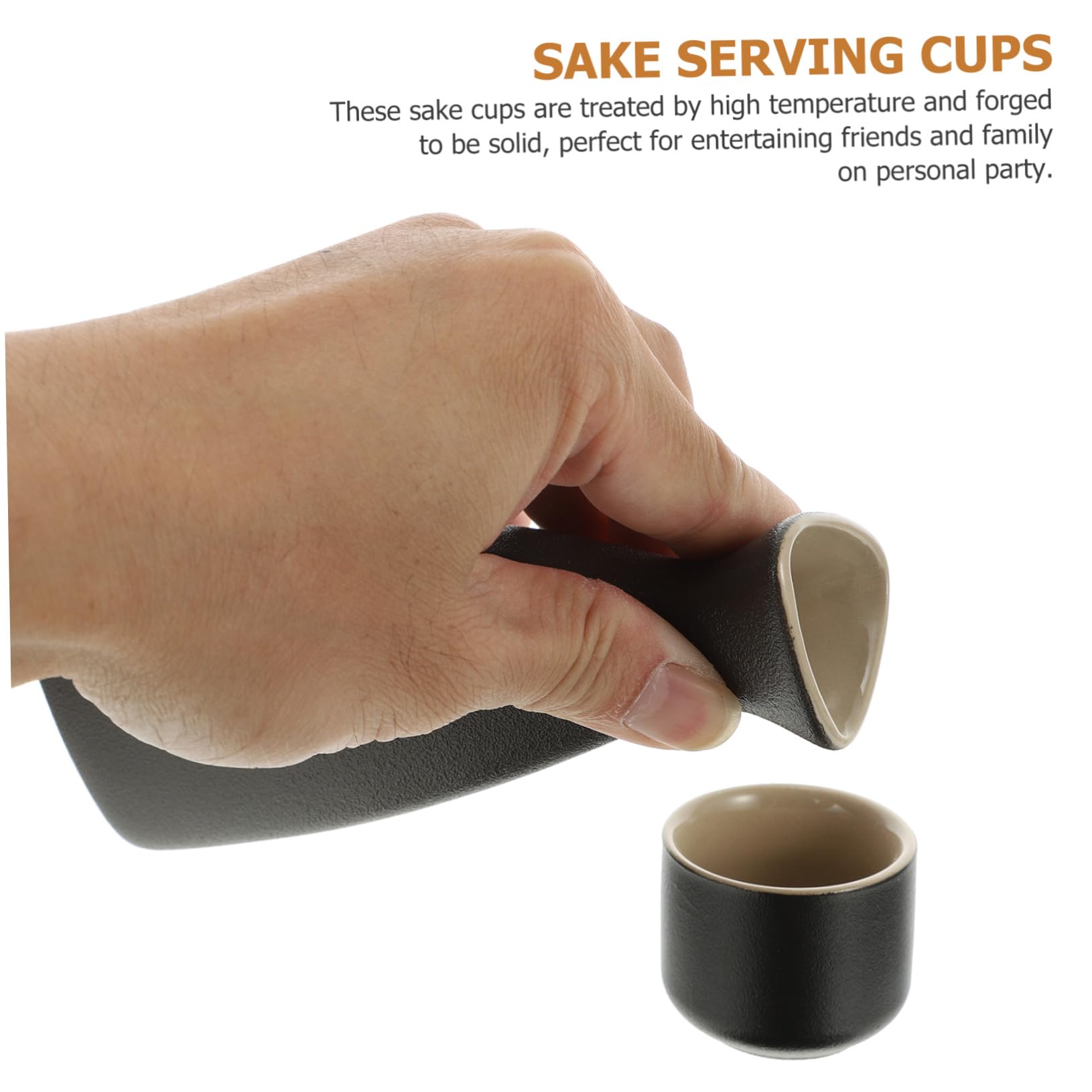 Ipetboom Ensemble de 7 Tasses à Saké en Céramique Noire, Design Japonerie Simpliste, Multi-usages, pour Recevoir Famille et Invités