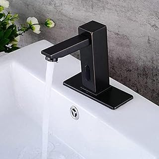 Basin Tap Touchless Sink Faucet Black Sensor Mixer Taps Hot and Cold Water Bathroom Tap Mixer Tap Bathroom Sink Battery Powered