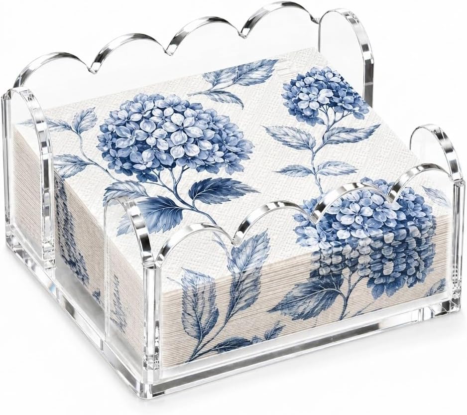Acrylic Napkin Holder, Scalloped Guest Towel Holder For Paper Napkins,Clear