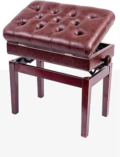 Piano Bench with Large Storage Compartment and Solid Wood Frame, Load Capacity up to 180KG, 55 x 34 x 47-57CM, Height Adjustable