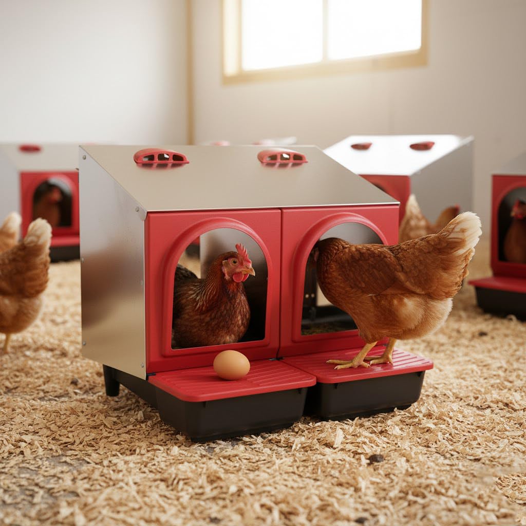 Suinga Nido per galline zincate per interni, 2 scomparti, ideale per 8/9 galline, 52 x 45 x 48 cm