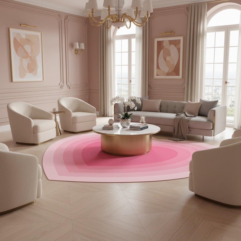 Pink Ombre Tonal Modern Abstract Art Deco Home Office Heart Rug 2x3 Minimalist Cute Washable Area Rugs for Living Room Bedroom Dining Room Valentine Rug Soft Thin Non Slip Mats Nursery Dorm Carpet