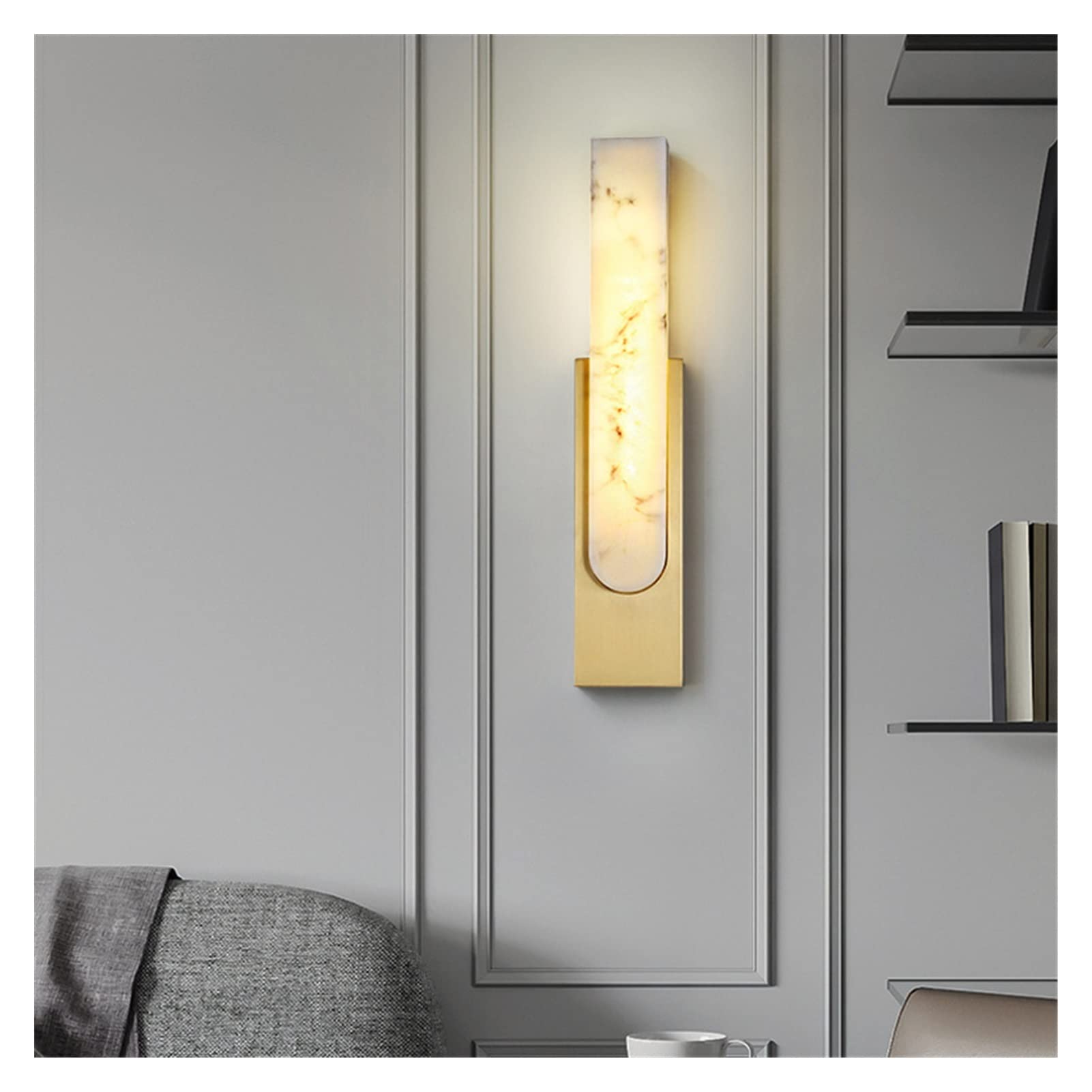 VDOQTLJT Wall lamp Chinese Style Lamp Marble Light Luxury Sconce Compatible with Bedroom Living Room Stair Dining Hall Corridor Aisle(Gold,WarmWhite(27003500K))