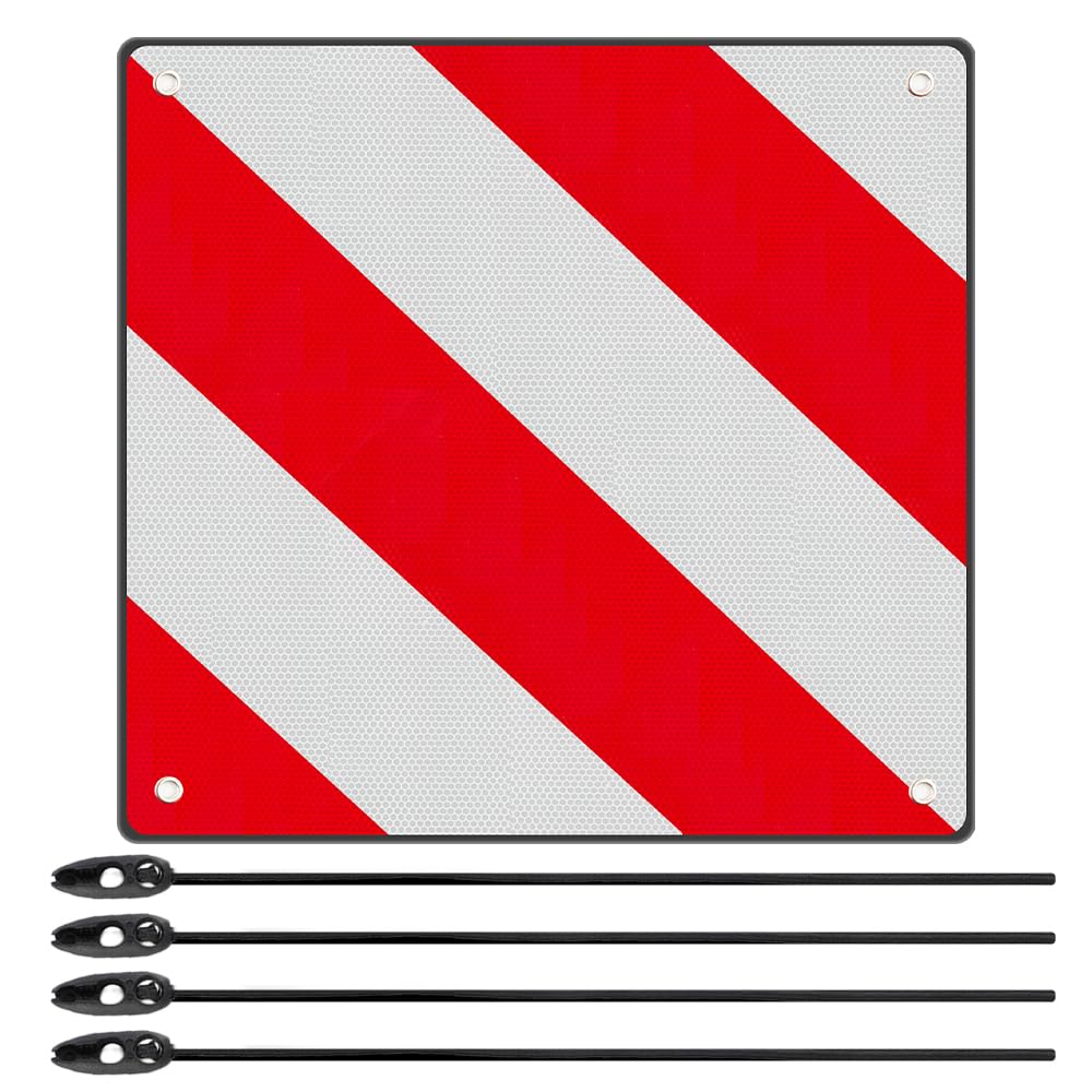 Warntafel Fahrradträger, 2 in 1 Aluminium Warntafel Italien und Spanien mit 4 Spannseilen, 50x50cm Rot Weiß Reflektierendes Warnschild Italien für Fahrradträger Heckanhänger Wohnmobil Auto Anhänge