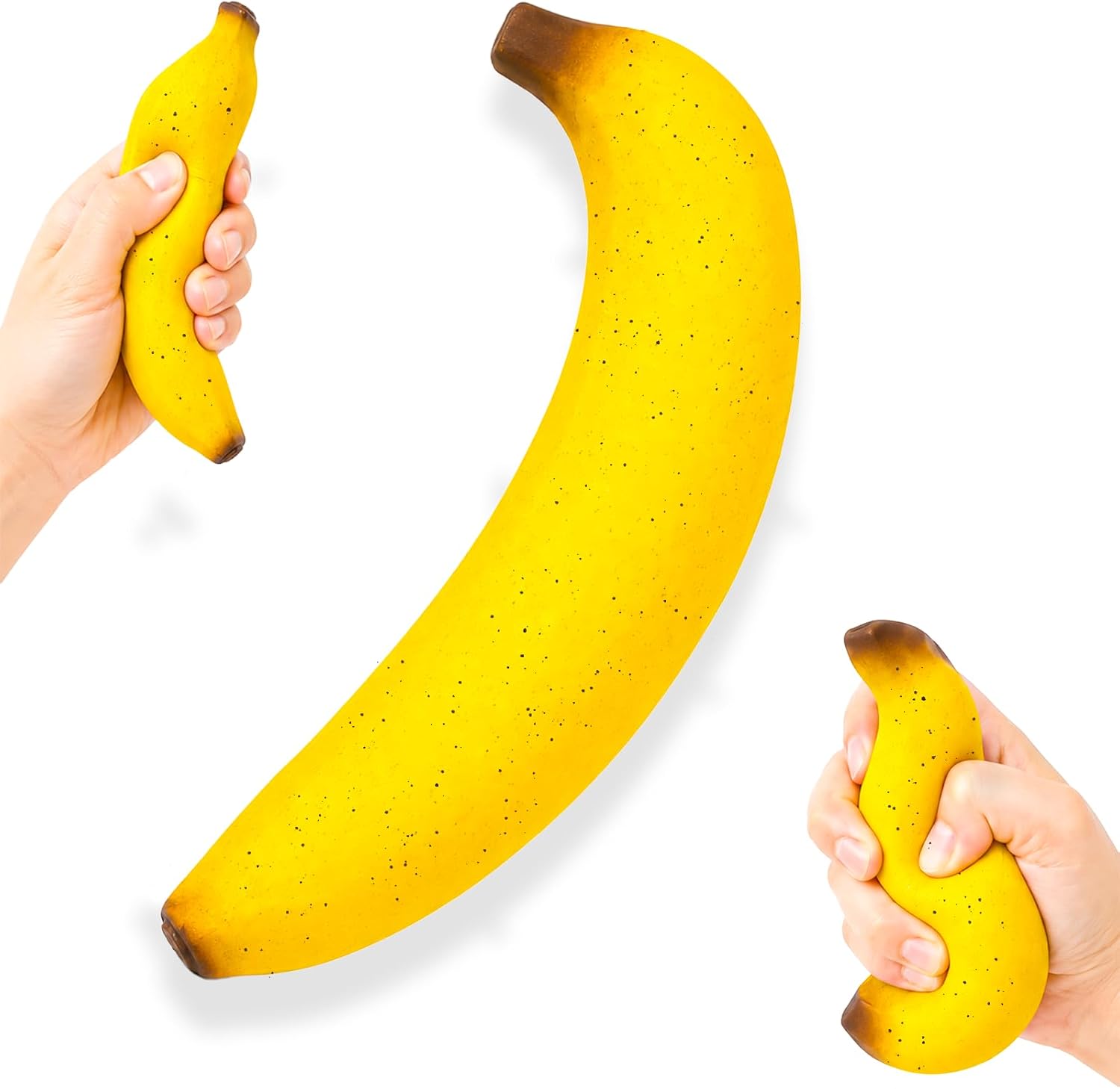 Banana Squishy Toys, 2026 New Slow Rising Banana Fidget Toys, 7 Inch Soft PU Spotted Banana Squeeze Toy for Stress Anxiety Relief, Realistic Fruit Squishy, Party Favors Birthday Gifts for Adults Kids