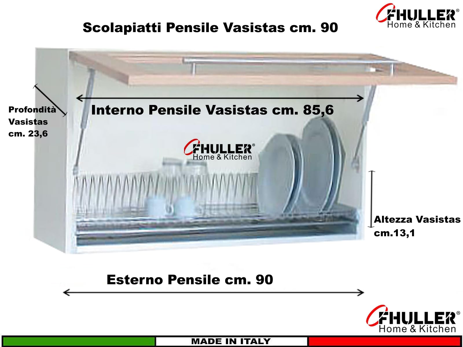 Scolapiatti Incasso VASISTAS Griglia Unica Piatti Bicchieri ACCIAIO INOX (NO Cromato o Verniciato Grigio) 702/90XP3 PENSILE 90 INTERNO 86,4 Misura SCOLAPIATTI 85,6 + Vaschetta + Telaio