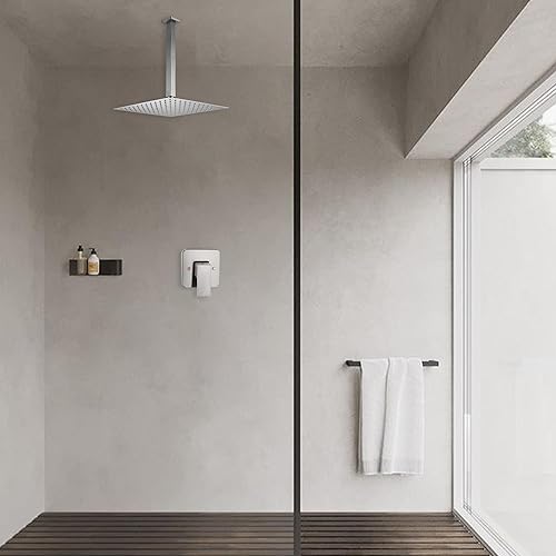 Miniatura 3 de GGStudy - Sistema de ducha de techo para baño, mezclador de lluvia de lujo, sistema de cabezal de ducha tipo lluvia, 10 pulgadas, níquel cepillado