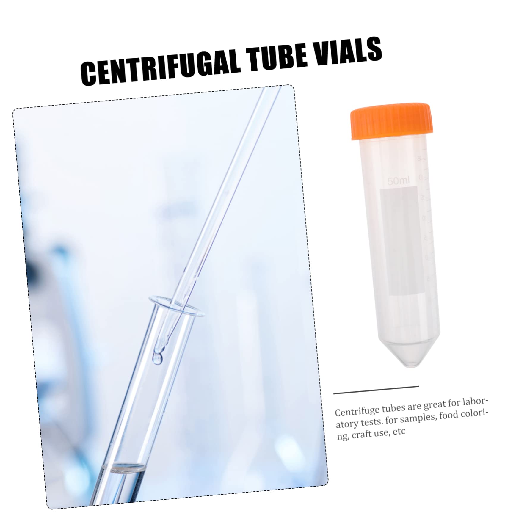 PLAFOPE 50 Pcs Cono De Tubo Centrífugo Tubo Científico Tubo De Ensayo Cónico Tubos De Experimentación Tubo Graduado Tubos De Centrífuga De Ciencia El Plastico Tubo Plástico Con Escala