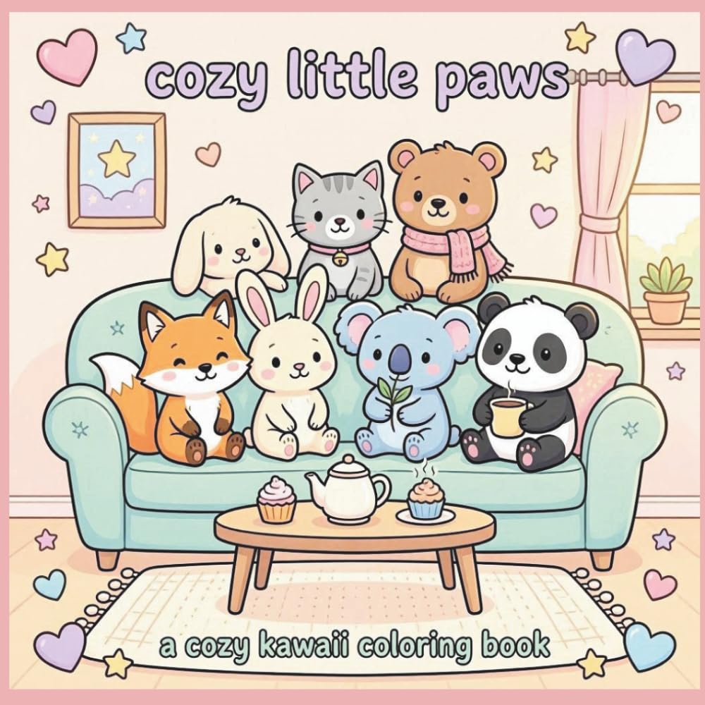 Cozy Little Paws: A Cozy Kawaii Coloring Book