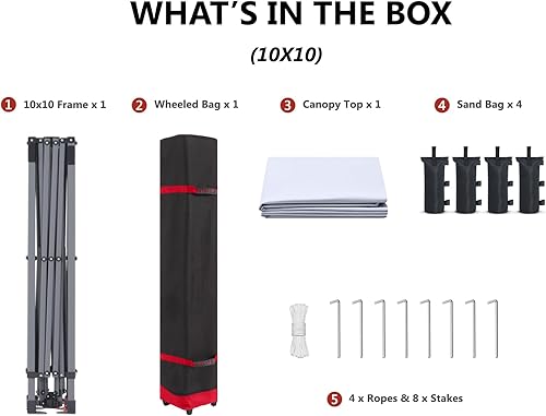 Miniatura 6 de ABCCANOPY Toldo desplegable  Tienda de campaña portátil para patio al aire libre resistente para patio trasero y terraza con 4 bolsas de arena