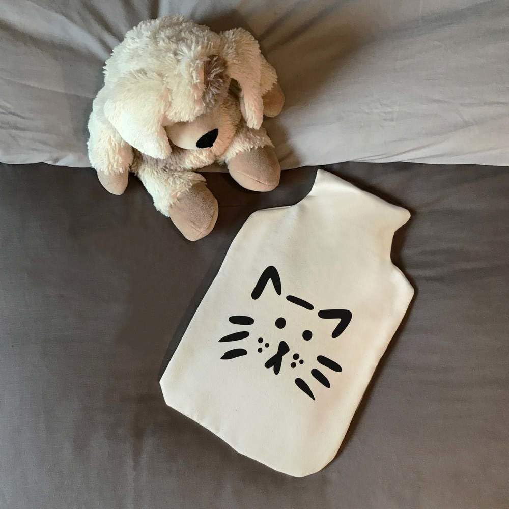 'Cat Face Doodle' Hot Water Bottle Cover (HW00038519)