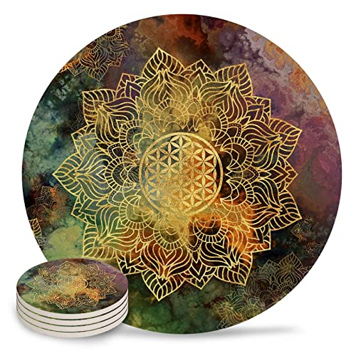 RKRXDH Posavasos para bebidasPosavasos de cerámica Posavasos de cerámica Taza de té Estera Decoración del hogar de Navidad Posavasos Juego de Posavasos(Color:6pcs,Size:A) Cover