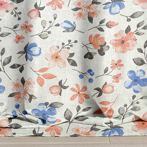 Image of Cortina Linen Polyester Printed Curtains Set of 2, Curtain for Doors Home Decor Items for Living Room Bedroom (Pink, 5FT)