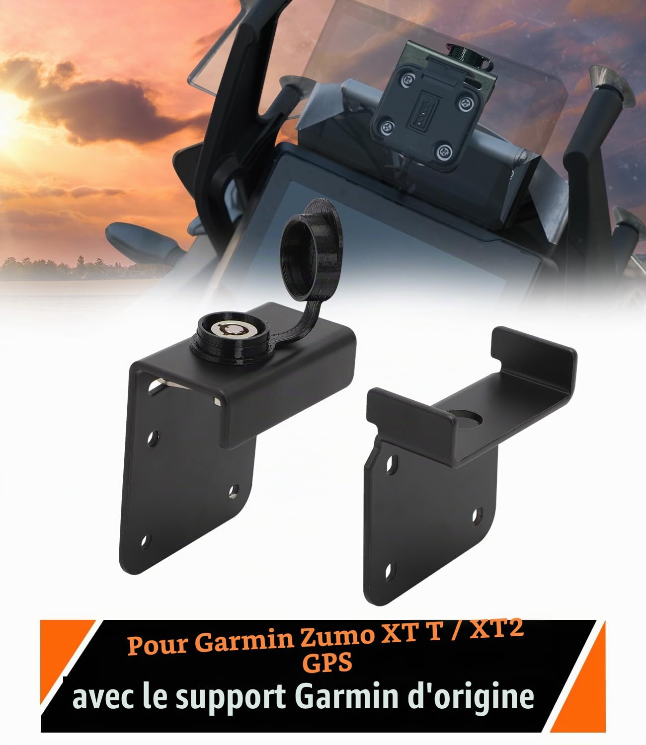 pour GPS Garmin Zumo XT / XT2 avec Le kit de Support de Verrouillage GPS Original Garmin – Matériel de Montage de sécurité antivol – Aluminium Noir