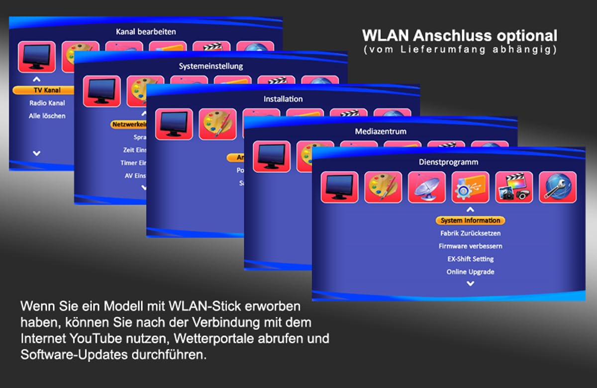 Türkische TV Full HDTV Sat Receiver MEDIAART-5 Full HD DVBS/S2 Astra + Türksat programmiert 2xUSB