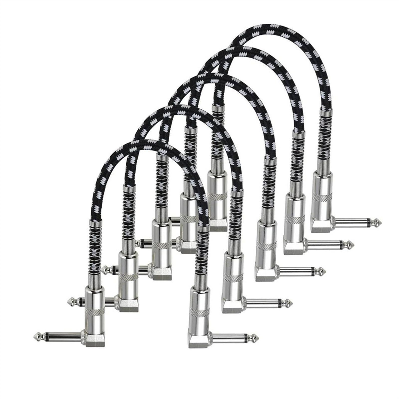 5 Pz 30 Cm Nylon Intrecciato Ad Angolo Retto 1/4 '' Jack Da 6,5 ​​mm A 6,5 ​​mm OFC Cavo Audio Per Effettivi Mixer Per Chitarra Elettrica Cavo Audio per Strumento Chitarra