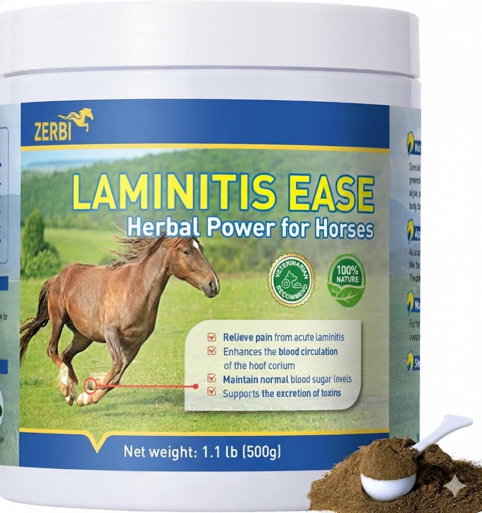 Horse Laminitis Treatment -Natural Herbal Powder Hoof Supplements for Horses with Laminitis, Ideal for Hoof Care & Sore Feet, Back to Pasture-1.1 lb