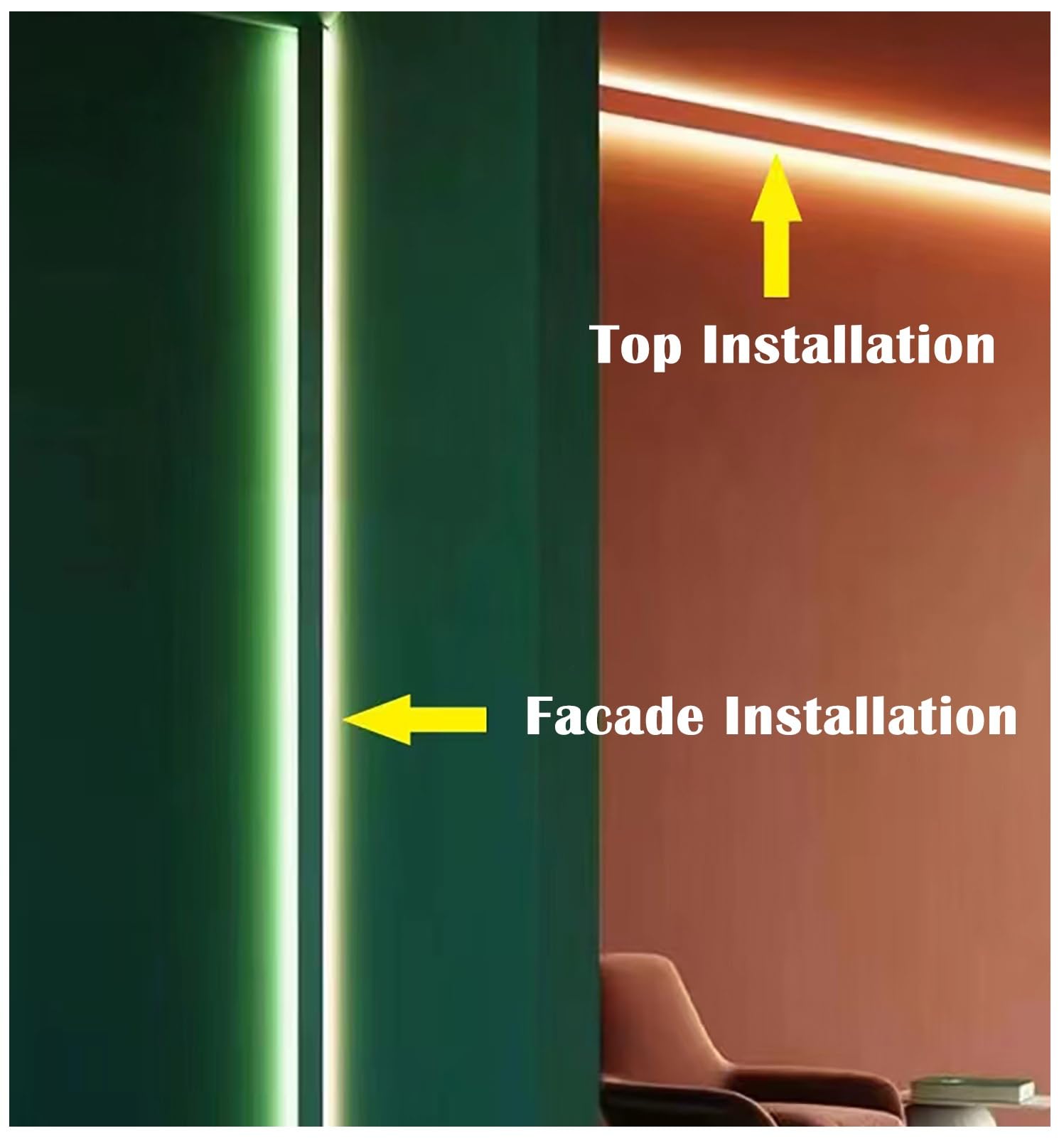 Veletta LED Soffitto Modanatura a Corona del Soffitto con Canale a Led, Profilo in Alluminio per Illuminazione Indiretta, Decorazione di Illuminazione in Cartongesso con Cornice a Led per Diffusore(1.