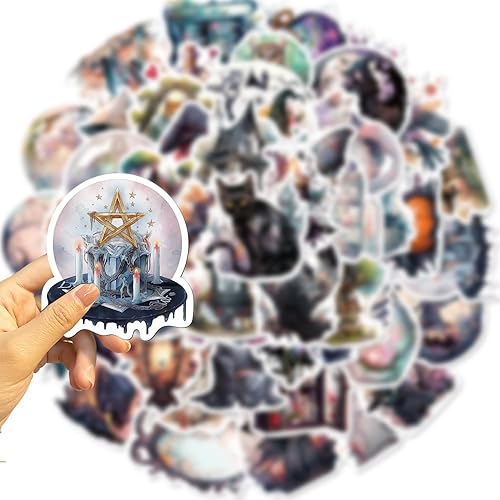 Miniatura 3 de Yoksas 50 calcomanías de astrología de bruja, vinilo impermeable, estética, espeluznante, para botellas de agua, álbumes de recortes, portátiles,