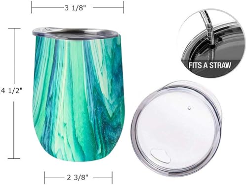 Miniatura 8 de Taza de vino de acero inoxidable de 12 onzas, aislamiento al vacío, doble pared, tapa de café sin tallo, botella de viaje con pajita, botella de