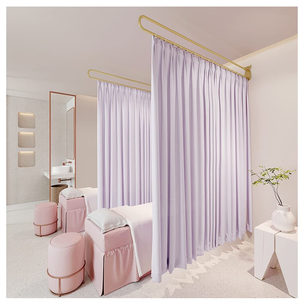 Eleganter lila Raumteiler-Vorhang, 240 cm hoch, 200 cm breit, durchscheinende Sichtschutz-Trennwand für Schönheitssalon und Heimdekoration, inklusive stilvoller Metallstange