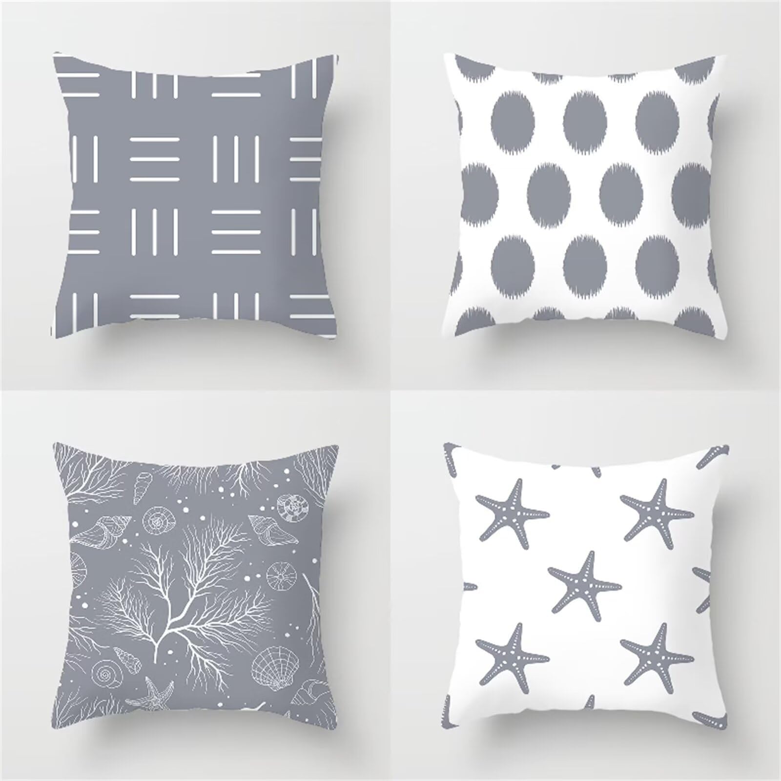 Federe Cuscini Divano 55x55cm Piazza Copricuscini Geometria Grigio Decorativo Federa Cuscino Set di 4 Stampa HD Morbido Doppia Faccia Fodere Cuscino per Soggiorno Sedia Letto Divano Decor R-1972