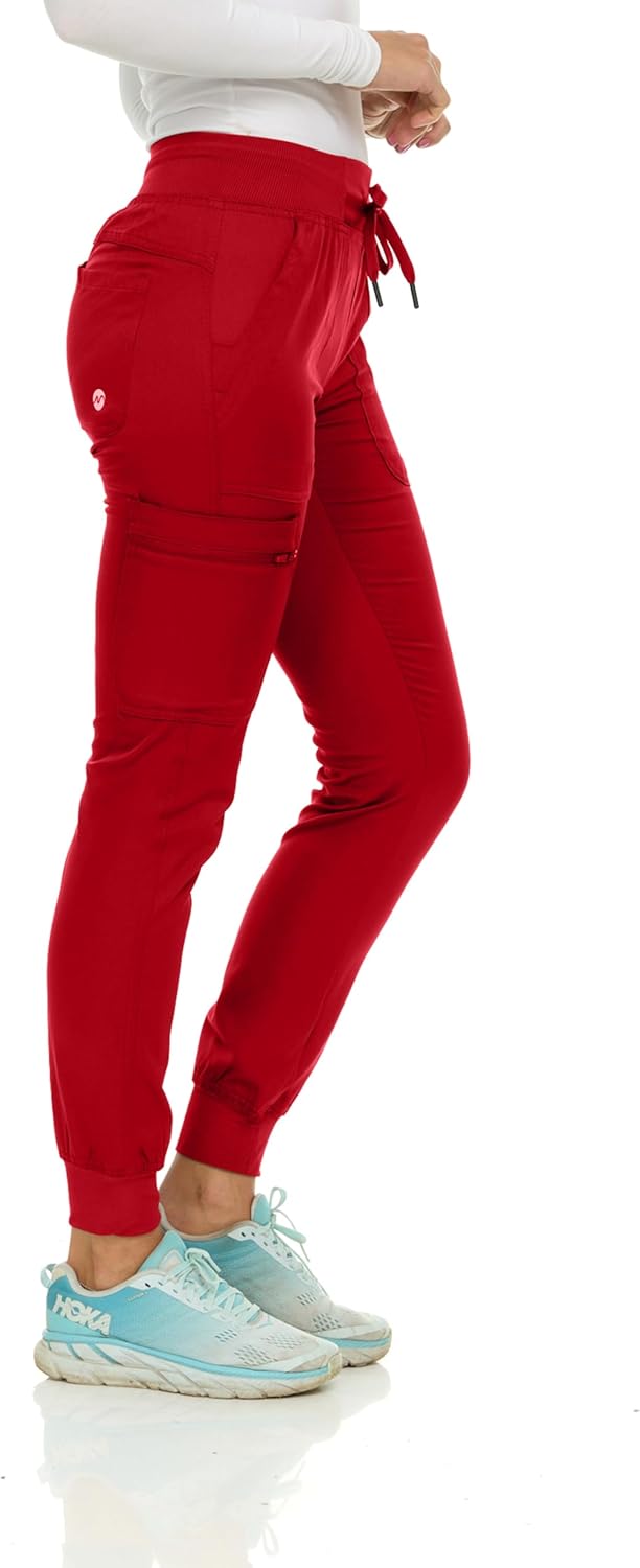MediChic Women’s Scrub Jogger Pants – 6 Pockets, 4-Way Stretch, Ribbed Waist, Easy-Care Medical Workwear - Image 3