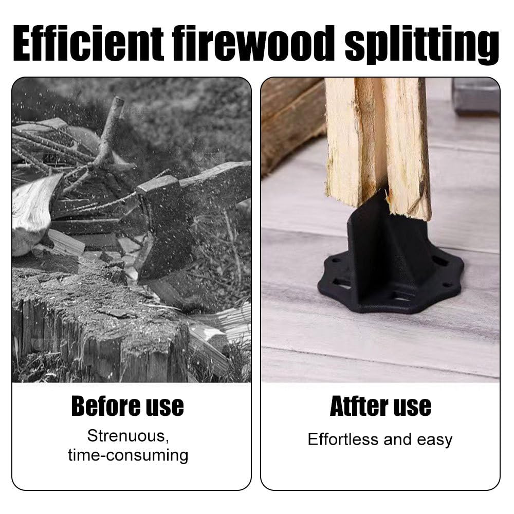 Holzspalter Manuell, Kleiner Stahlguss Holzspaltkeil, Tragbarer Brennholzspalter mit Aufbewahrungstasche und Schrauben für Zuhause, Campingplatz und mehr