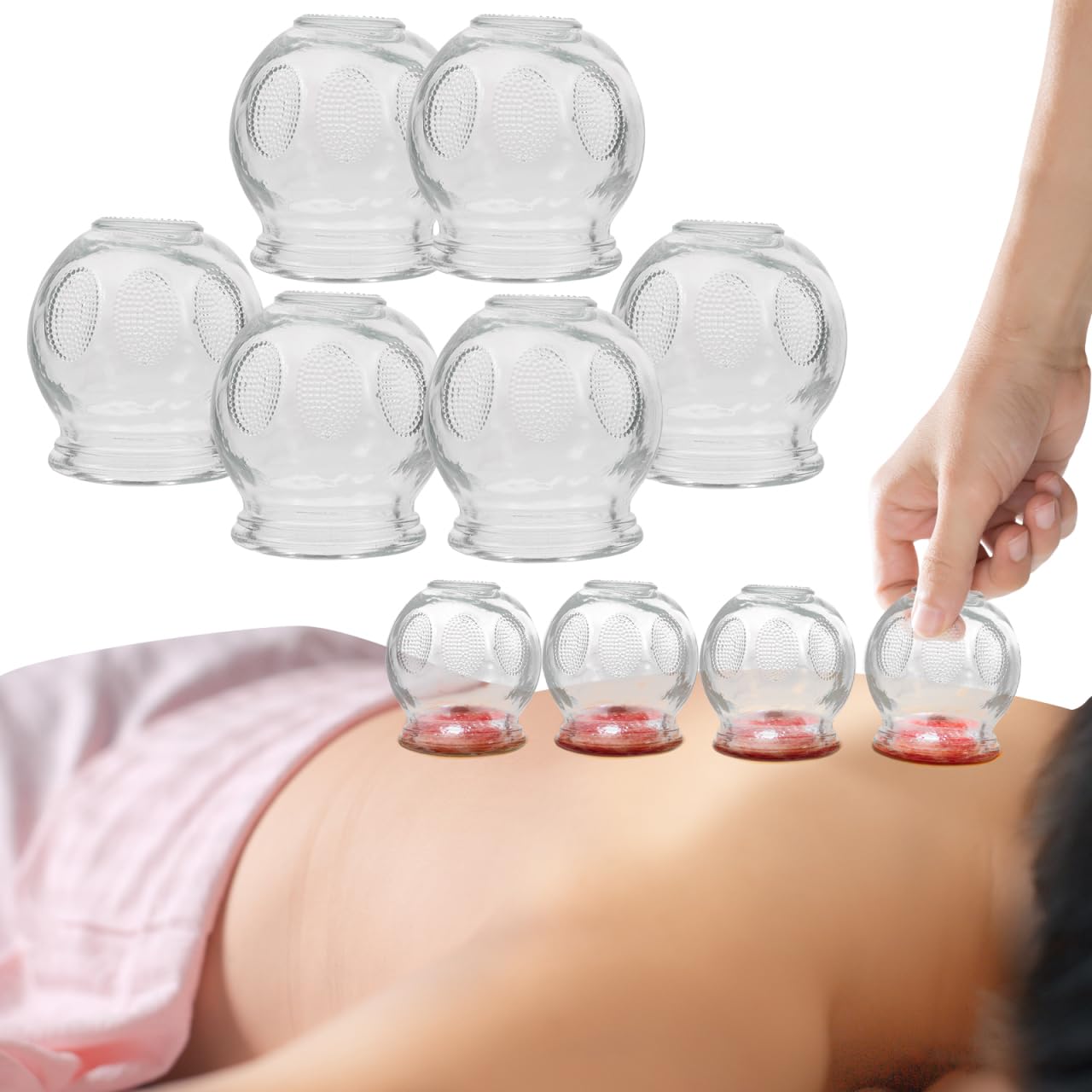 Healifty Ensemble De 6 Ventouses De Massage En Verre 2.36 X 1.89 Pouces Pour Thérapie Hijama Soulagement Musculaire Et