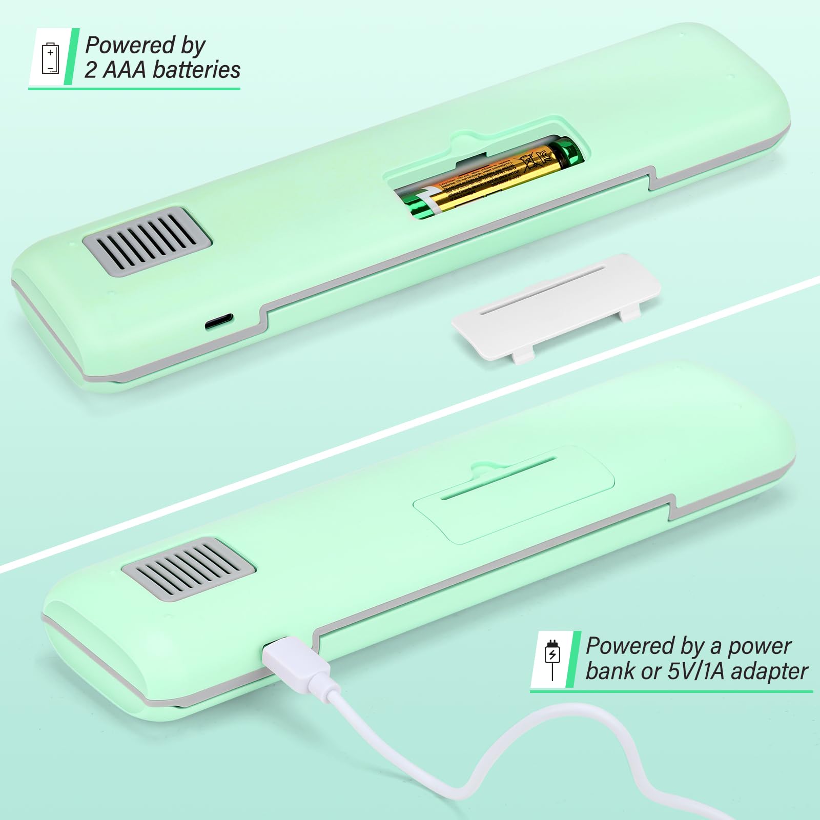 YourMate Funda desinfectante UVC para cepillo de dientes de viaje, funda para viaje de negocios o viaje de negocios, alimentación por batería AA o cable USB-C, color verde