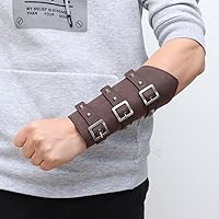 Vista 5 de Medieval Cosplay Gauntlet Wristband Armor Bracers Renaissance Costume Accessories Vintage Belt Pouch Viking Leather Arm Guard