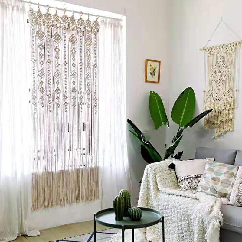 Boho macramé, gordijnen, raamgordijn, deurgordijnen