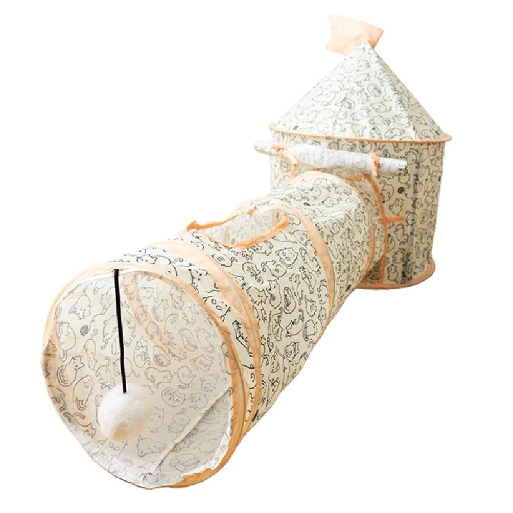 Tunnel pliable pour chats - Jouet pour chat - Tente de jeu avec trou - Jouet en peluche interactif pour petits animaux