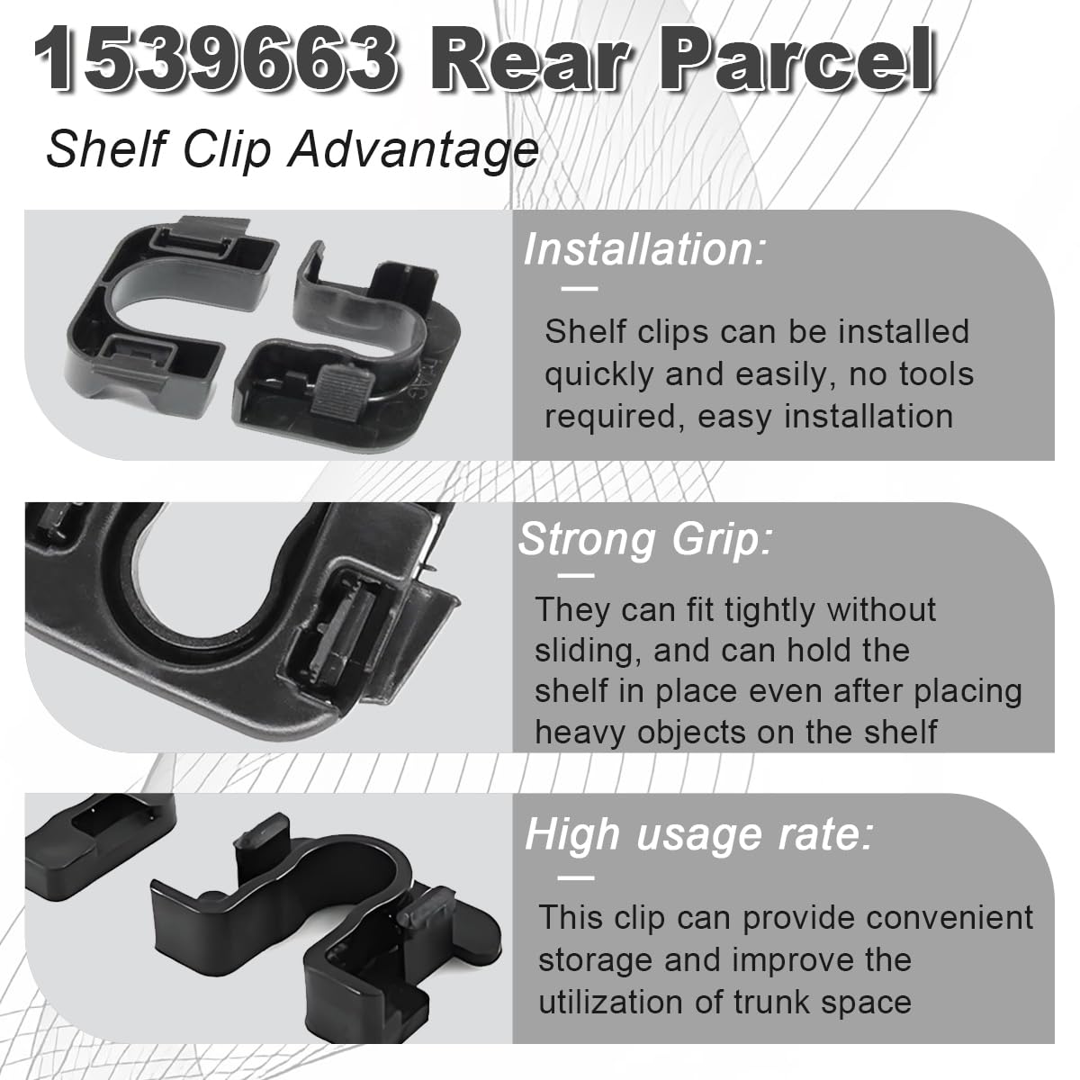 Ford Fiesta, Focus, C-MAX Parcel Shelf Clip. Genuine Nissan Part - View #6