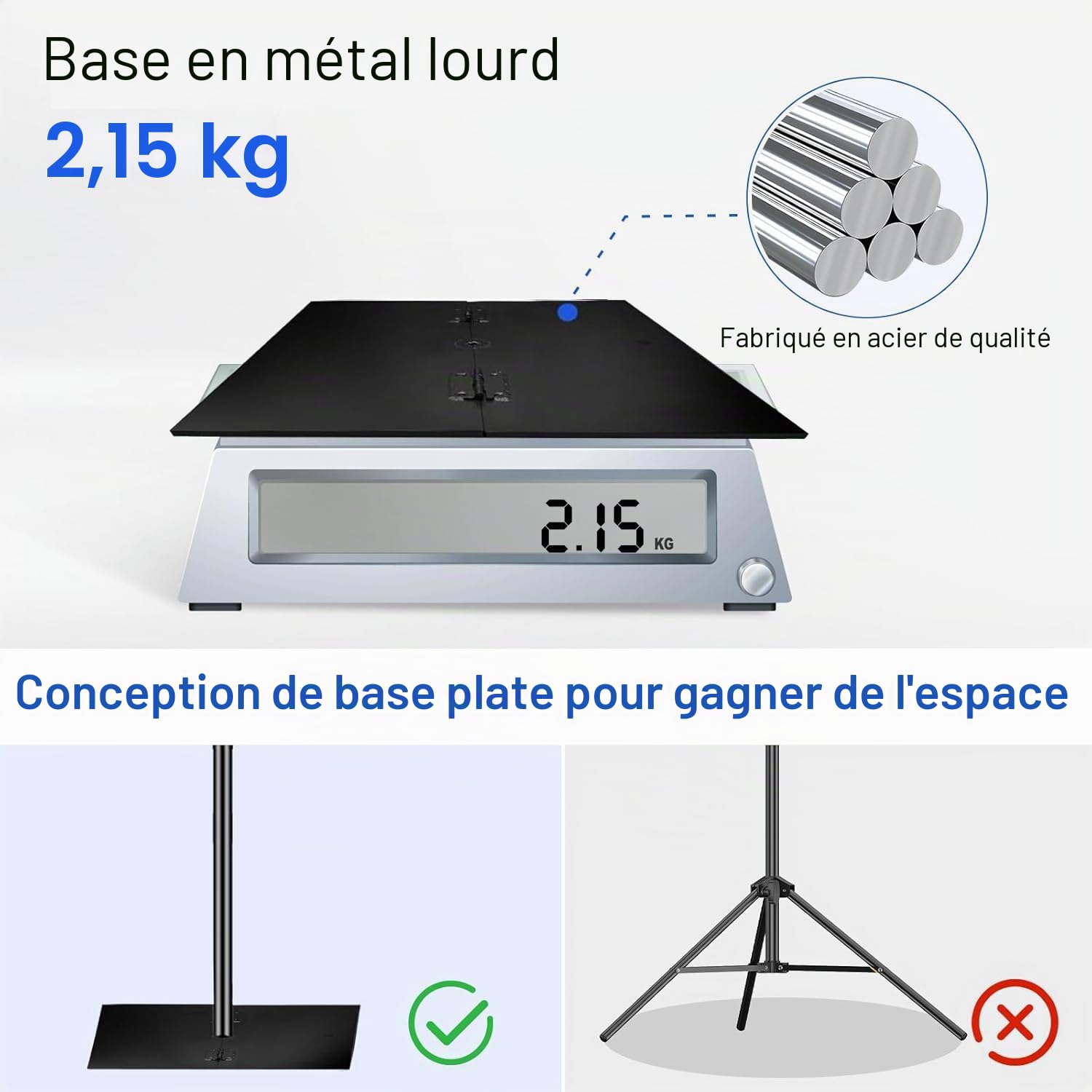 EMART Support de Fond Photo avec Socle, 2m x 3m Support Toile de Fond Réglable pour Photographie, Studio Photo Vidéo, Décoration de Fête